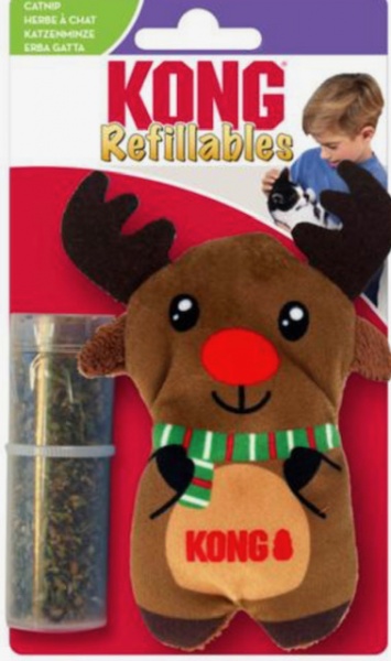 KONG REFILLABLES HOLIDAY REINDEER CAT TOY