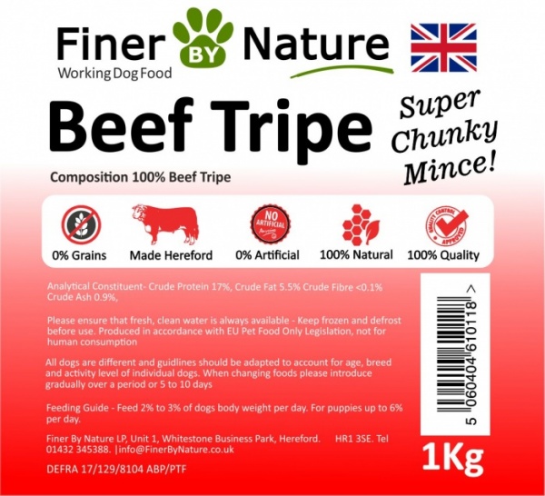 Finer By Nature Beef Tripe 1kg